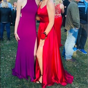 Red Satin Prom Dress